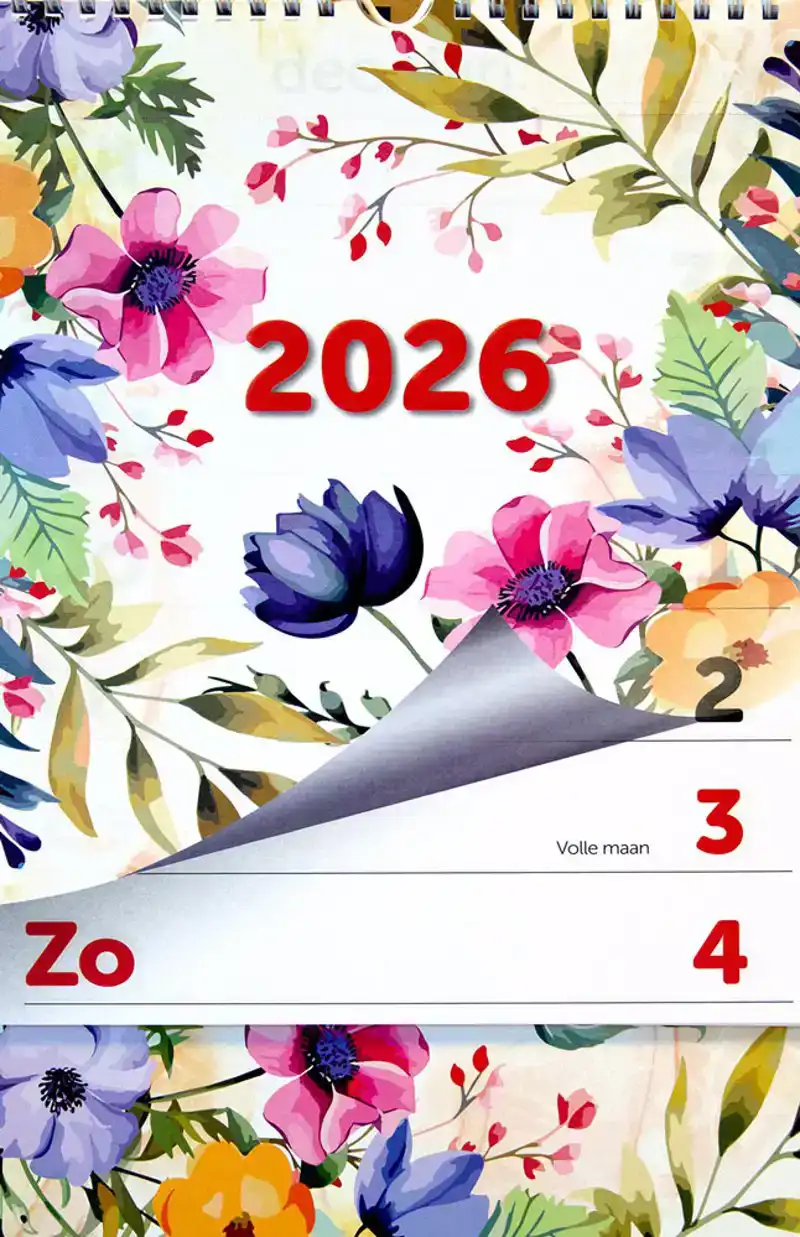 Weekblok kalender 2026 XL bloemen