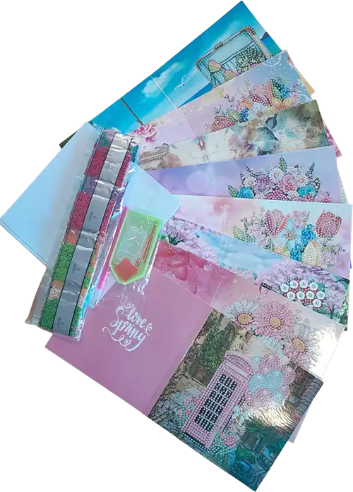Diamond Painting Wenskaarten Set 8st met envelop<br>