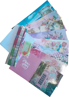 Diamond Painting Wenskaarten Set 8st met envelop<br>