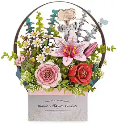 Robotime wooden flower basket TW03H