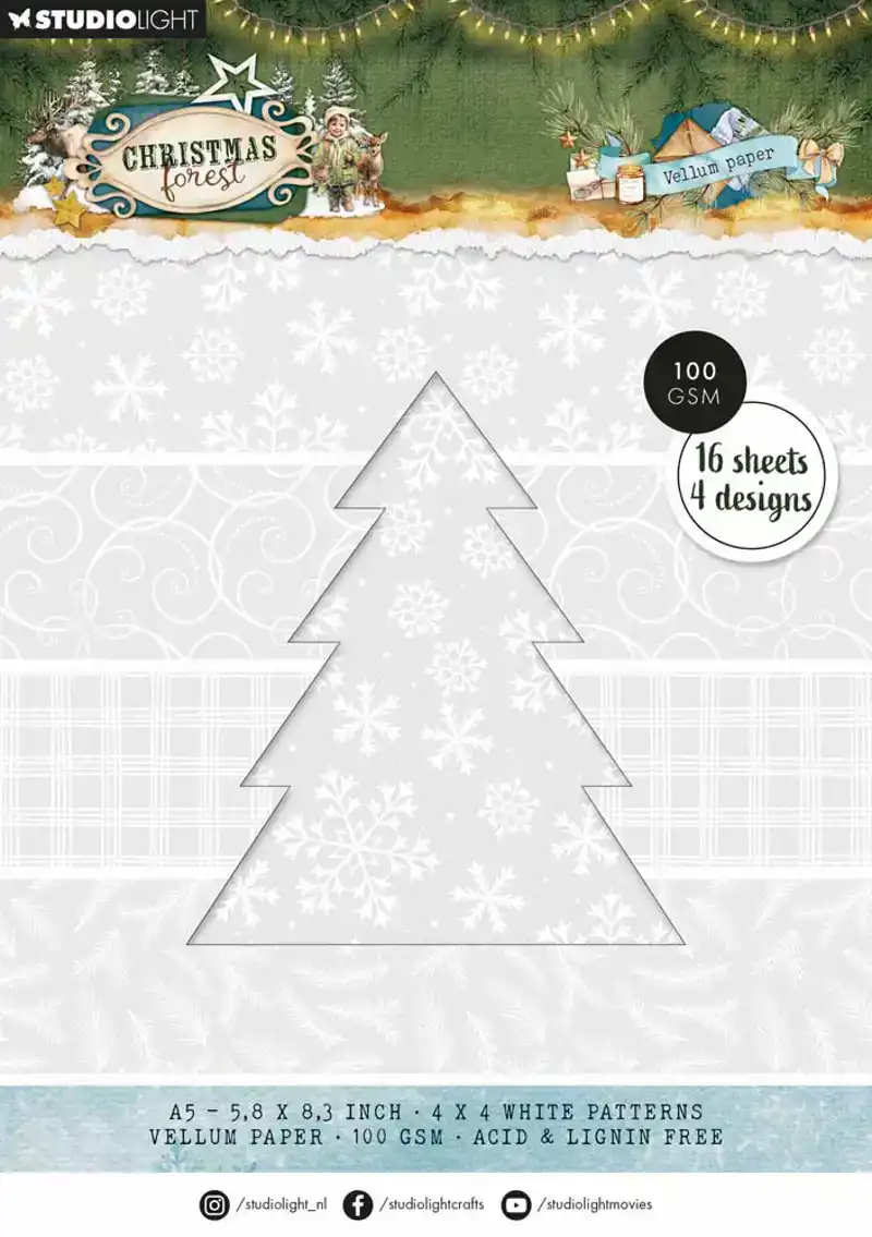 Studio Light Christmas Forest Vellum Papierblok Achtergronden