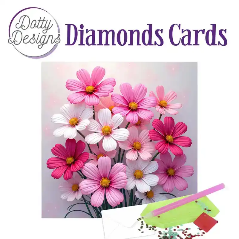Dotty Designs Diamond Cards – Pink Flowers