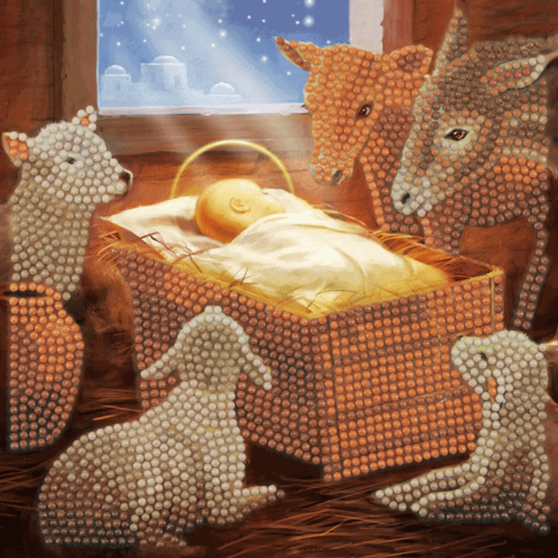 Crystal card kit XM79 baby in a manger 18x18cm