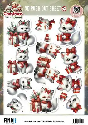 3D Pushoutvel Berries Beauties Furry Christmas Friends Christmas White Fox