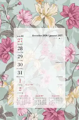 Weekblok met koord bloemen groen 2027