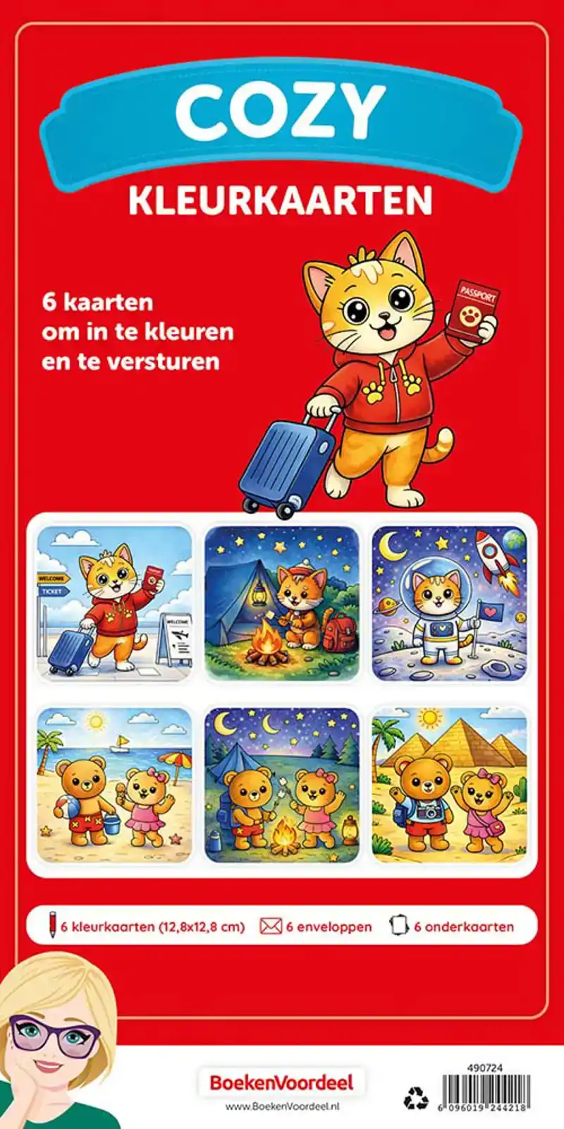 Cozy kleurkaarten schattige beren op reis