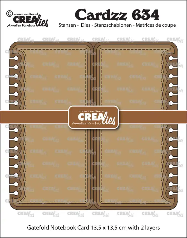 Crealies Cardzz Snijmal no. 634, Gatefold Notebook card vierkant
