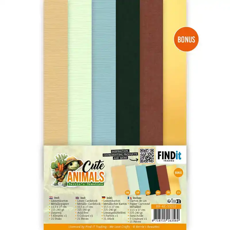 Linen Cardstock Pack Berries Beauties Cute Animals 4K