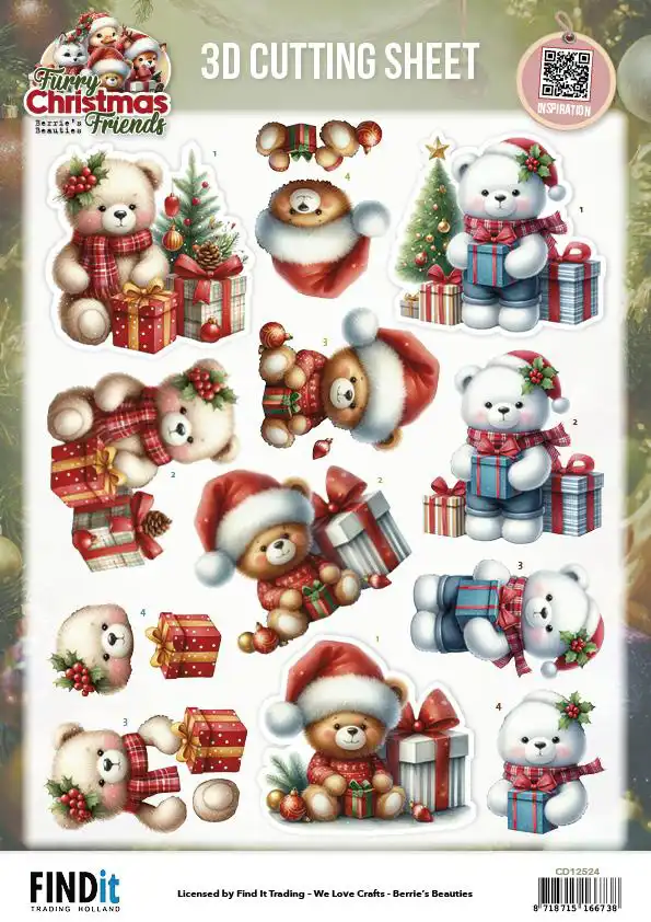 3D Knipvel Berries Beauties Furry Christmas Friends Christmas Bear