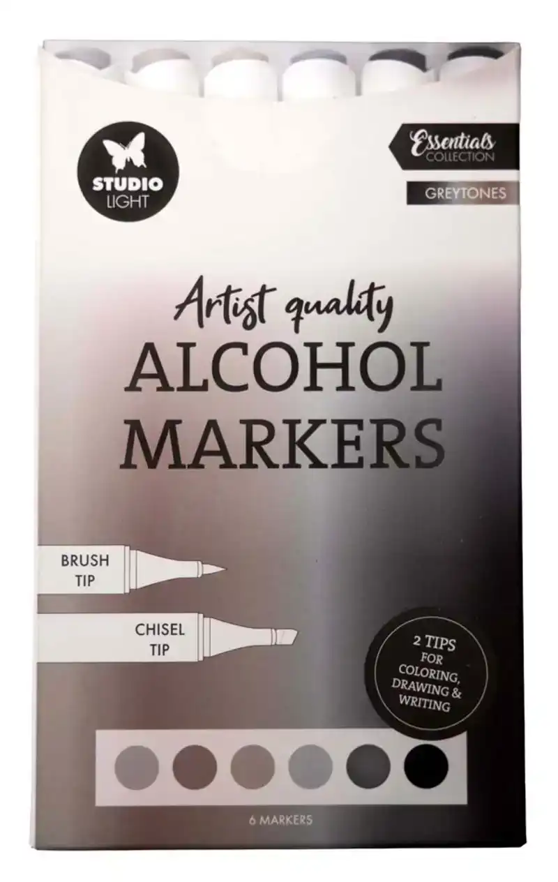 Studio Light Alcohol Markers greytones essentials 6 stuks