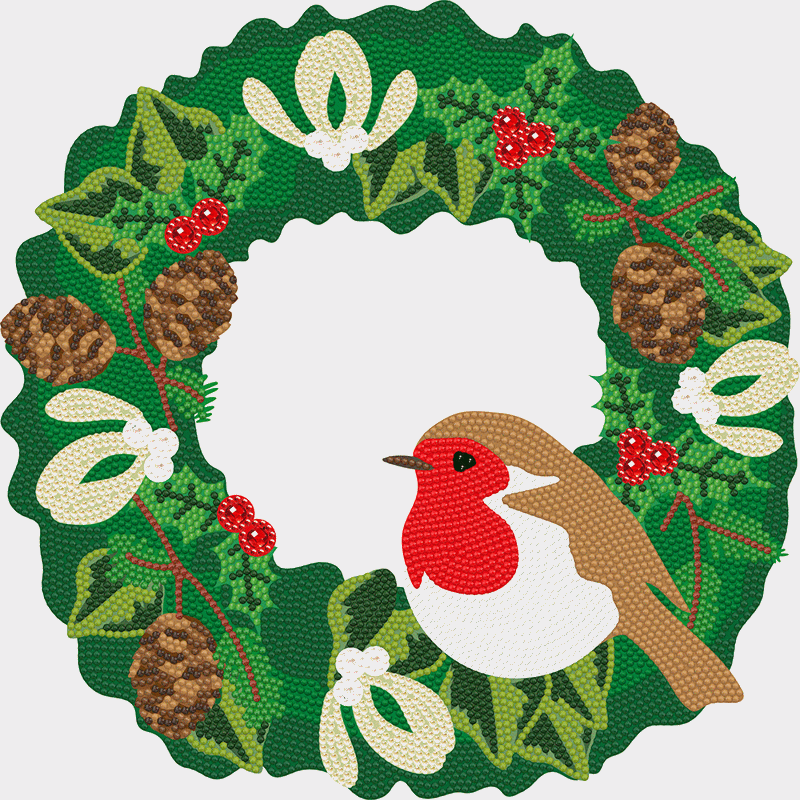 Framed crystal art kit kerstkrans 30x30cm partial