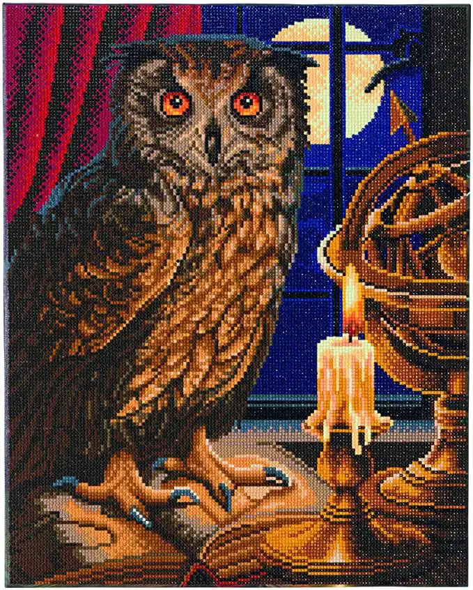 Crystal Art Kit 50x40cm Astrologer Owl Full