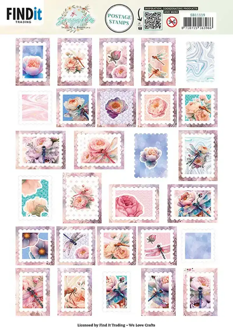 Berries Beauties Dragonflies Push Out Postage Stamp