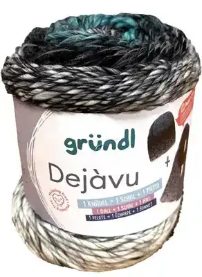 Dejavu 1 bol - 1 sjaal + muts Blauw zwart verloop
