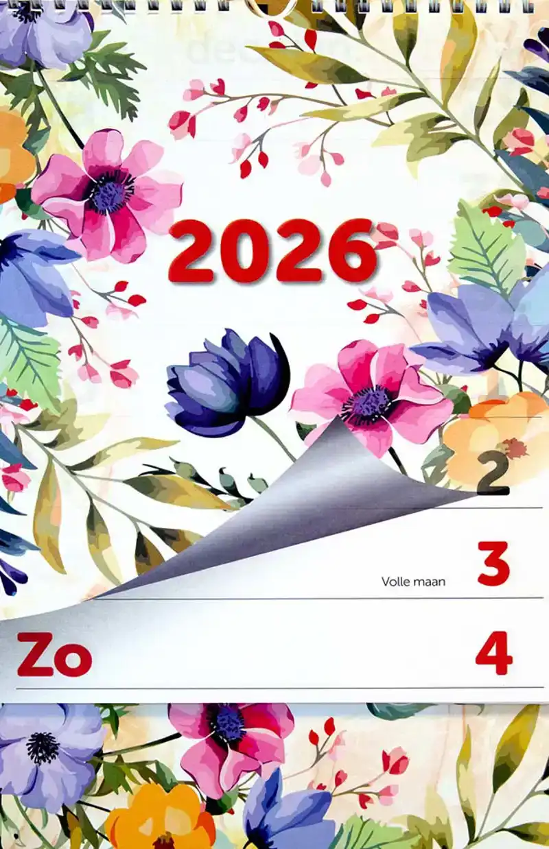 Weekblok kalender 2026 XL bloemen