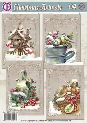 Christmas Animals 04 kaartenpakket vogels