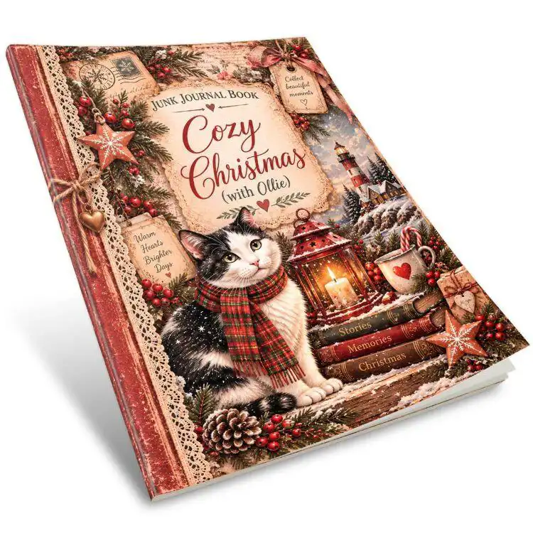 Jenine's Art Studio Junk Journal Book Ollie Cozy Christmas