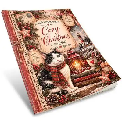 Jenine's Art Studio Junk Journal Book Ollie Cozy Christmas