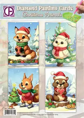 Diamond Painting Cards Christmas Animals 4st