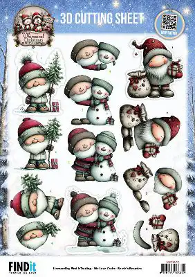 Knipvellen set Berries Beauties Whimsical Christmas Santa Claus/ Furry friends