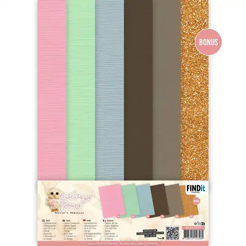Berries Beauties owlways yours linen cardstock pack A4