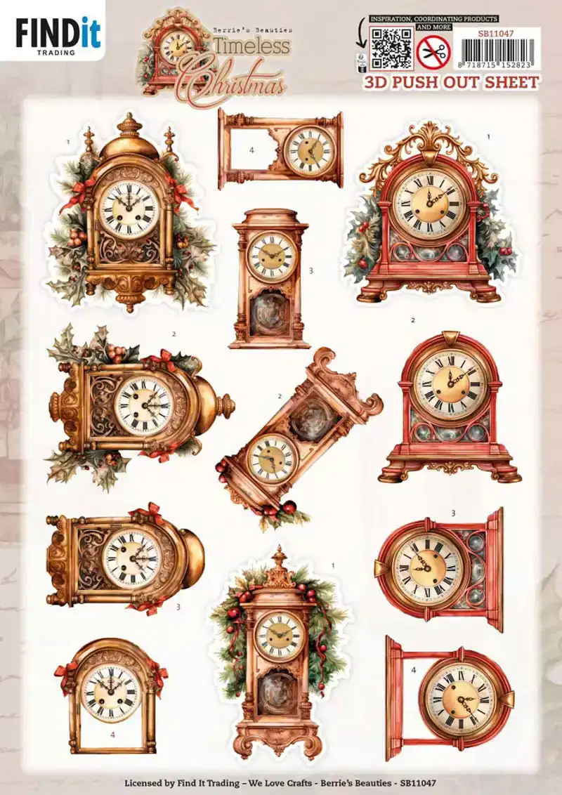 Berries Beauties timeless christmas 3D pushout timeless clock