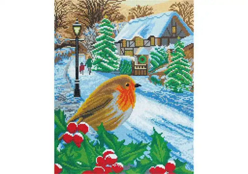 CRYSTAL ART KIT WINTERY ROBIN 40X50CM