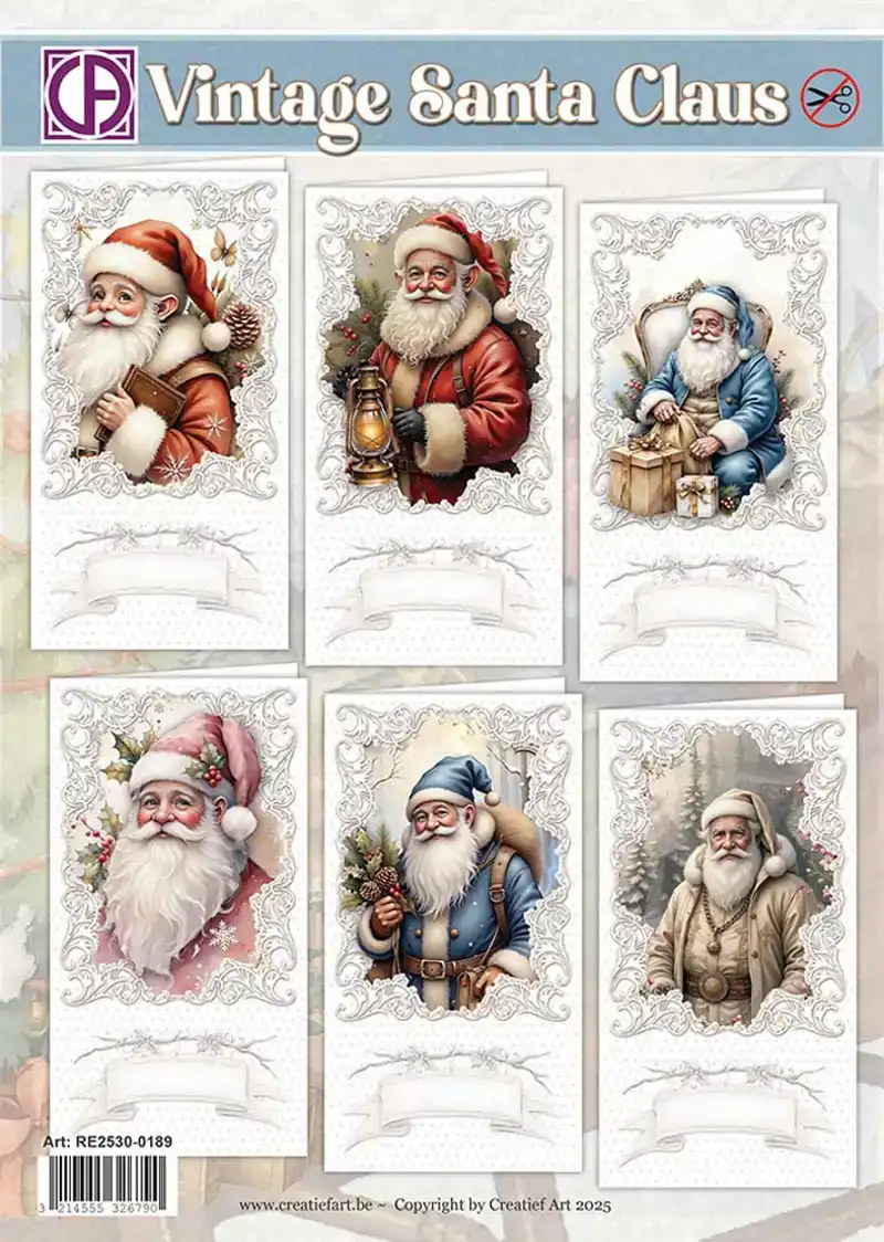 Kaartenpakket Vintage Santa Claus all about christmas