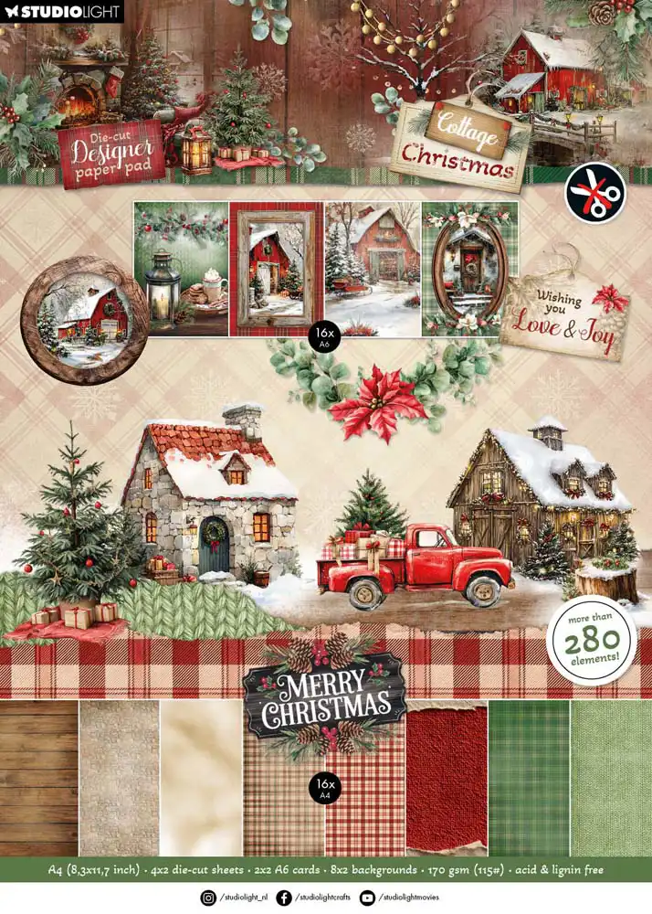 Studio Light Cottage Christmas Designer Paper Pad Stansvellen