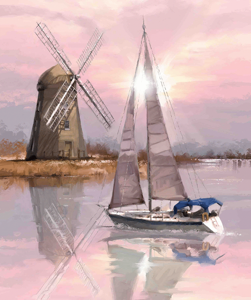Silver photo frame kit crystal art boat windmill partial
