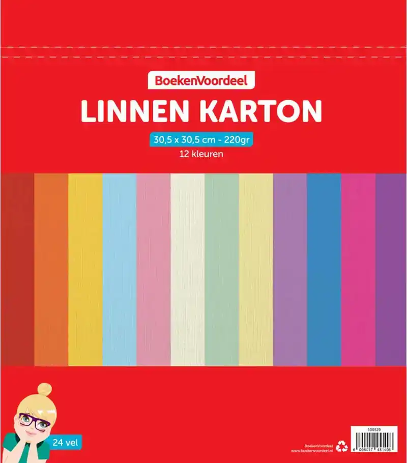 Emma linnenkarton 30,5x30,5cm 24vel 12ass kleur