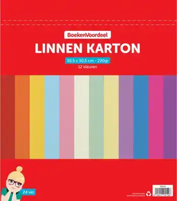 Emma linnenkarton 30,5x30,5cm 24vel 12ass kleur