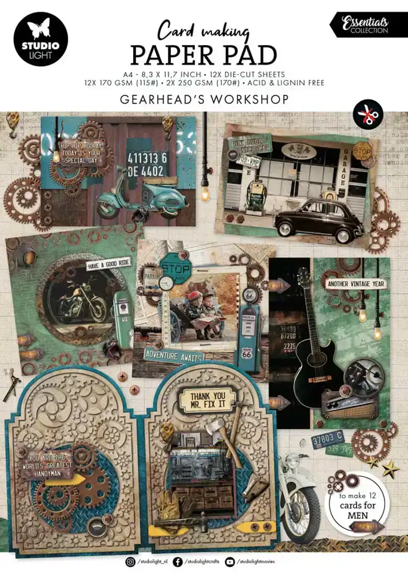 Studio Light Essentials Gearhead Workshop A4 Card Making Pad