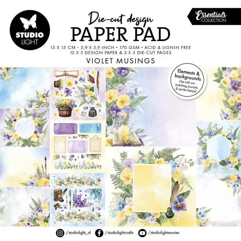 Die-cut design paper pad paper & elements violet musings 36vel