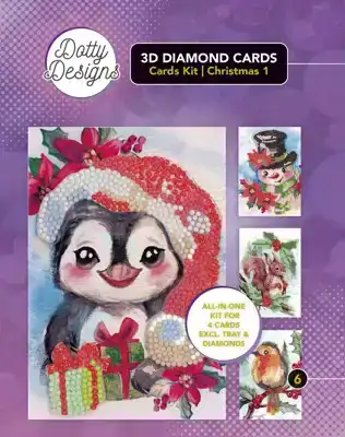 Dotty Designs Diamond 3D Cards Kit 06 Christmas Animals