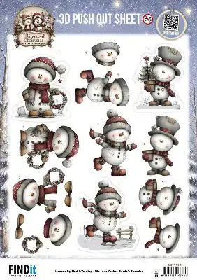 3D Pushout Sheet Berries Beauties Whimsical Christmas Penguins