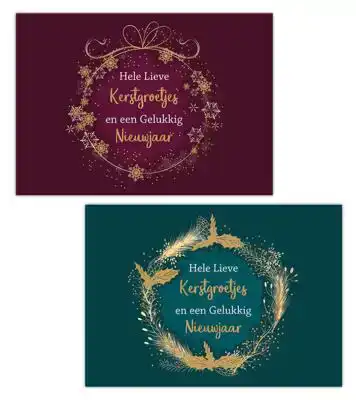 Kerstkaart 2025 kerstgroetjes rood en groen