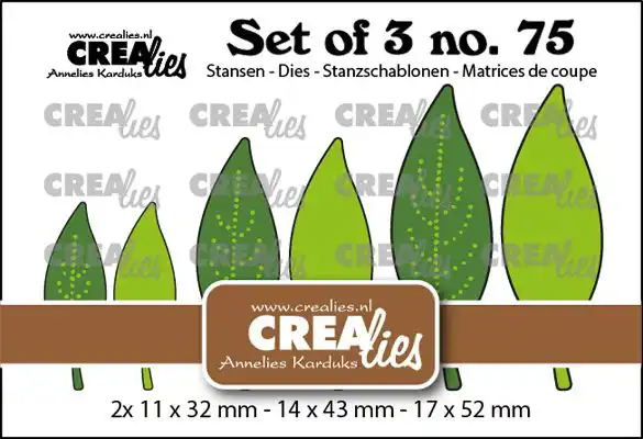 Crealies Snijmal Set of 3 no. 75, Dichte bladeren 21 met/zonder stippen