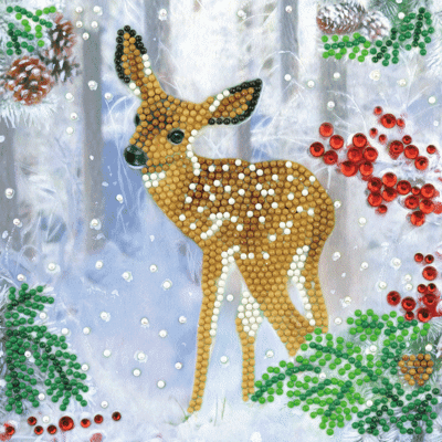 Crystal card kit XM82 festive fawn 18x18cm