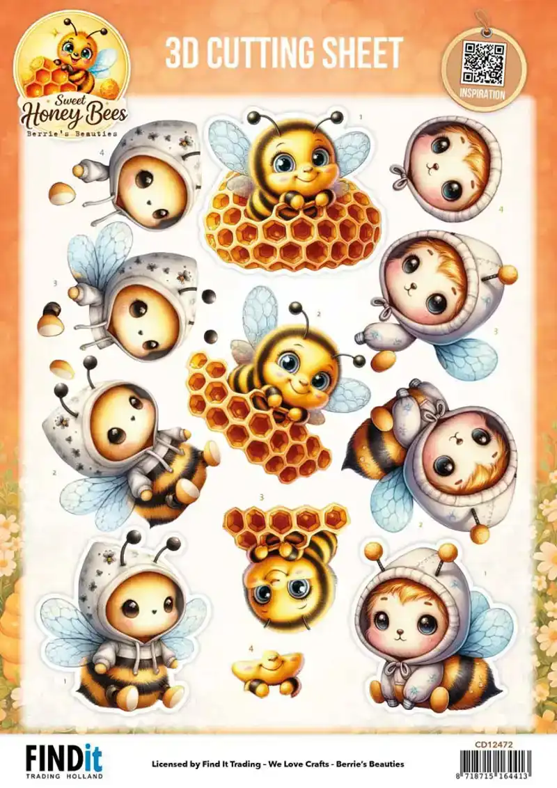 Knipvelset 2st Berries Beauties Sweet Honey Bees Honeycomb Friends