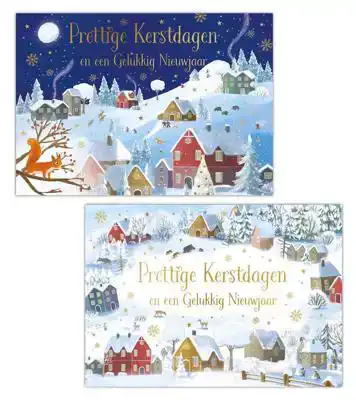 Kerstkaart 2025 kerstdagen getekend kerstdorp