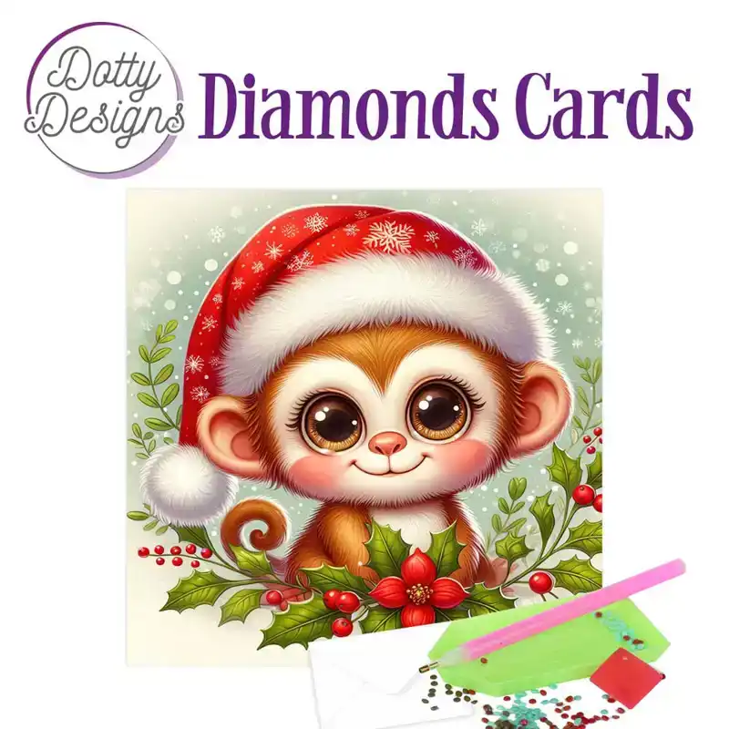 Dotty designs diamond cards christmas monkey