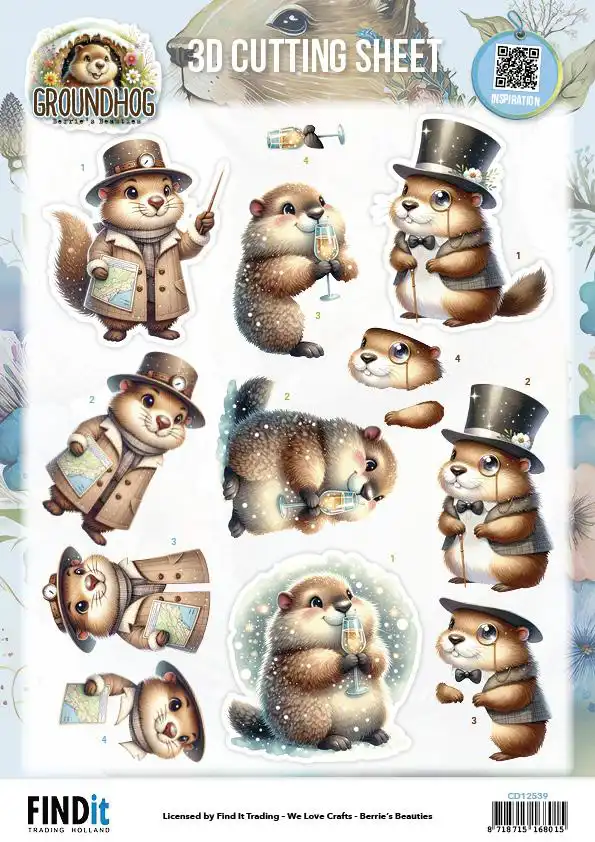 Berries Beauties 3D Knipvellen Groundhog Little Gentlemen/ Spring Moments
