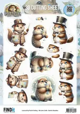 Berries Beauties 3D Knipvellen Groundhog Little Gentlemen/ Spring Moments