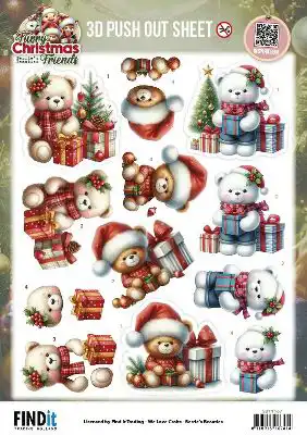 3D Pushoutvel Berries Beauties Furry Christmas Friends Christmas Bear