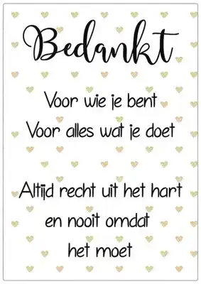 Spreukenbordje: Bedankt voor wie je bent, voor alles wat je doet! | Houten Tekstbord