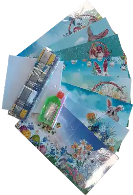 Diamond Painting Wenskaarten Set 8st met envelop<br>
