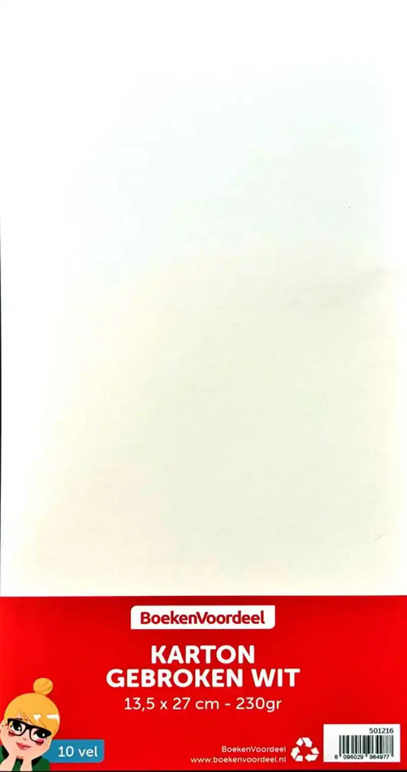 Karton gebroken wit 10 vel 230gr 13,5x27cm