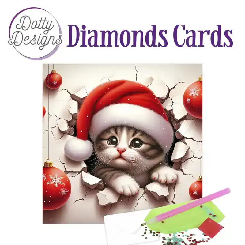 Dotty Designs Diamond cards christmas kitten