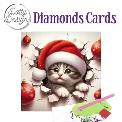 Dotty Designs Diamond cards christmas kitten